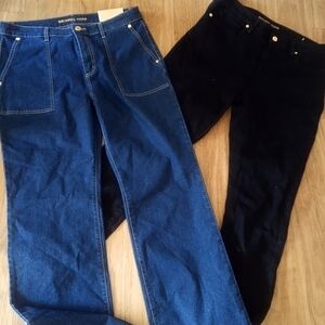 Michael Kors Women's Straight Leg Jeans in Blue and Black